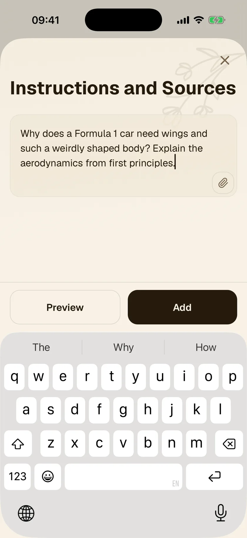 Sophia's new-course wizard with a typed learning prompt ready to build.